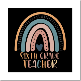 Boho Rainbow Sixth Grade Teacher Kinder Back to School Posters and Art